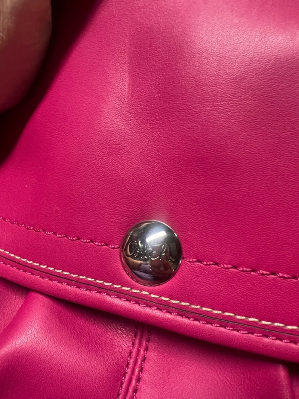 Coach Hot Pink/Magenta Smooth Leather Front Flap Shoulder Bag - Picture 3 of 10